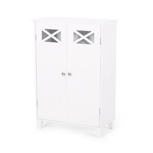 24 in. W x 13 in. D x 35 in. H White Freestanding Linen Cabinet with 2 Doors and Adjustable Shleves