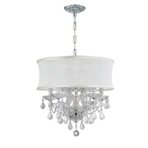 Brentwood 6-Light Polished Chrome Crystal Chandelier with Silk Shade