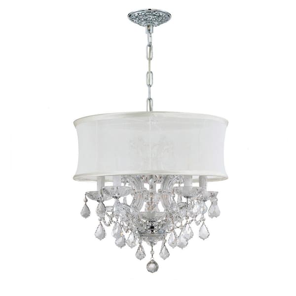 Crystorama Brentwood 6-Light Polished Chrome Crystal Chandelier with Silk Shade