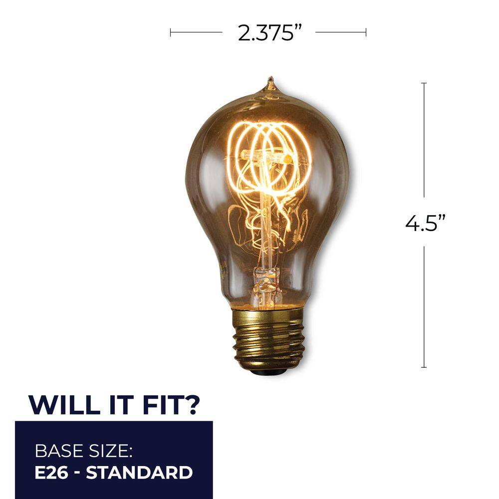 Amber 60W Antique Dimmable Incandescent Light Bulb Pack