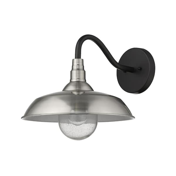 HomeRoots 13.5 in. Silver Outdoor Hardwired Sconce with No Bulbs Included