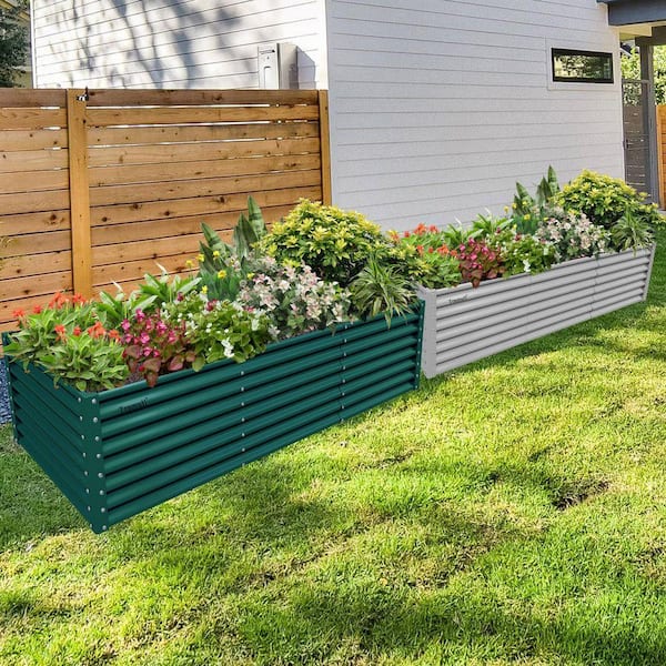 96 in. x 36 in. x 24 in. Gray Galvanized Raised Garden Bed