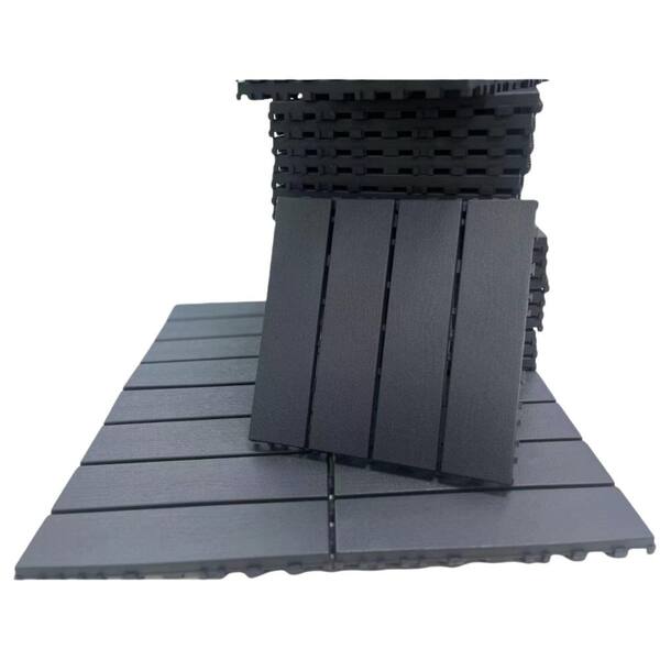 Amucolo 12 in. x 12 in. Waterproof Composite Interlocking Deck Tiles in Gray for Poolside, Balcony, Backyard (Set of 36 Tiles)