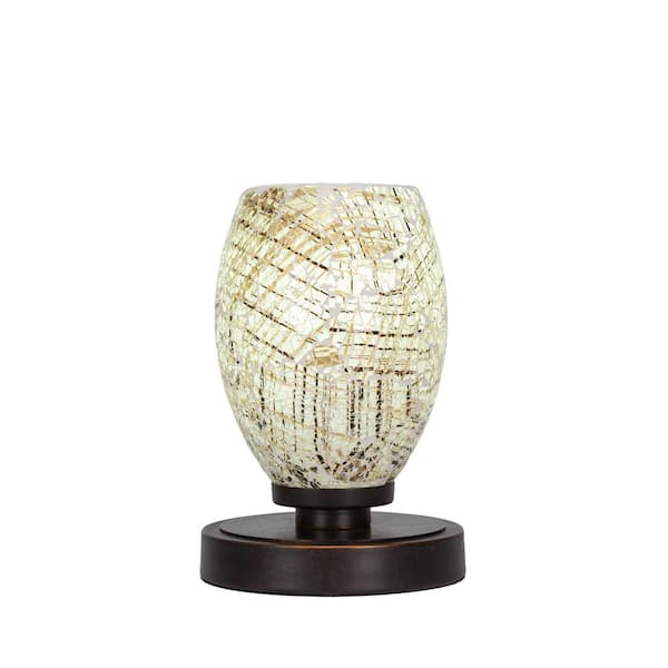 Unbranded Quincy 8 in. Dark Granite Accent Lamp with 5 in. Natural Fusion Glass Shade, No Bulb Included