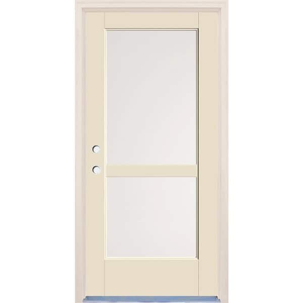 Builders Choice 36 in. x 80 in. Right-Hand/Inswing 2 Lite Satin Etch Glass Unfinished Fiberglass Prehung Front Door w/4-9/16" Frame