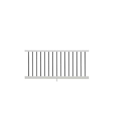 Enhance 6 ft. x 36 in. Classic White Composite Rail and Round Aluminum Baluster Kit-Horizontal