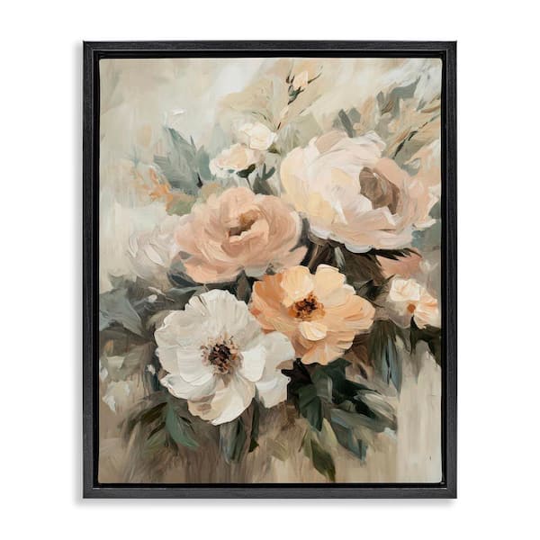 Stupell Industries Brushed Spring Bouquet by Petal Prints Design Black Floater Frame Nature Graphic Art Print 21 in. x 17 in.