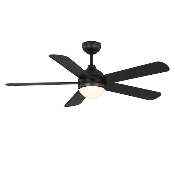Morland 52 in. Smart Indoor/Covered Outdoor Matte Black Ceiling Fan with Remote and Integrated LED Powered by Hubspace