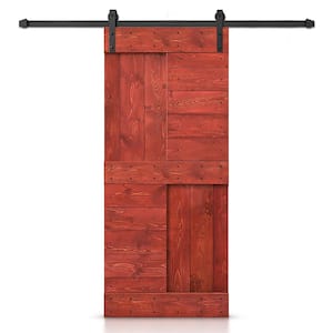 24 in. x 84 in. Cherry Red Stained DIY Knotty Pine Wood Interior Sliding Barn Door with Hardware Kit