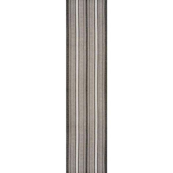 Haynes Modern Double Stripe Black/Cream 2 ft. x 8 ft. Indoor/Outdoor Area Rug