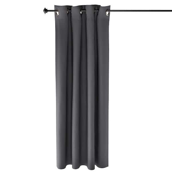 Furinno Dark Grey Grommet Blackout Curtain - 52 in. W x 63 in. L