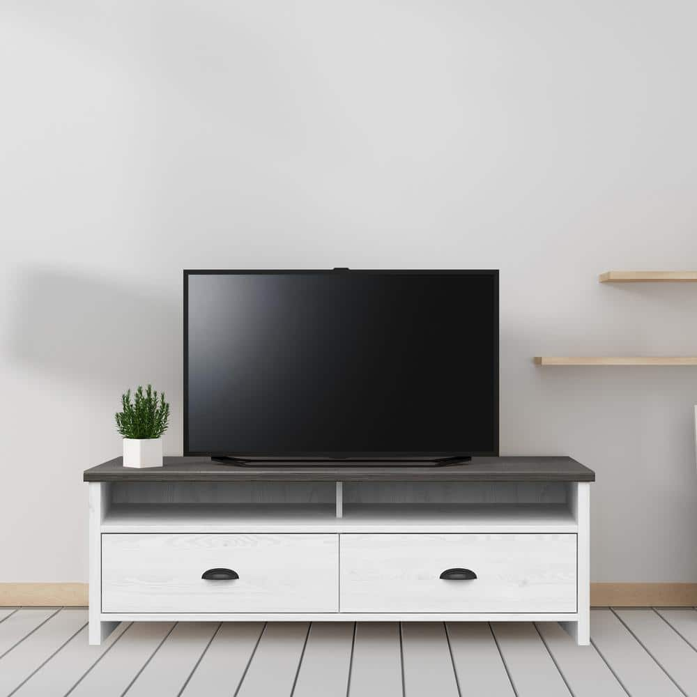 Walton TV Stand in White Finished Wood, Fits TVs up to 55 in -  Lifestyle Solutions, 610A001WHT