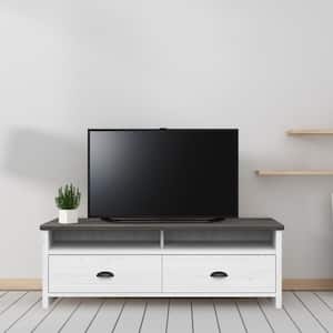 Walton TV Stand in White Finished Wood, Fits TVs up to 55 in.