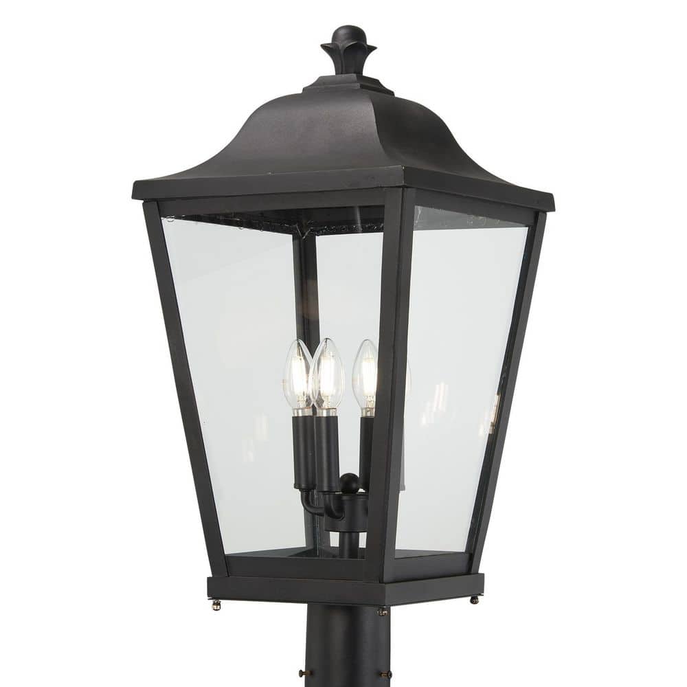 Savannah 4-Light Black Aluminum Hardwired Outdoor Weather Resistant Post Light with No Bulbs Included price history on PriceWatchPro