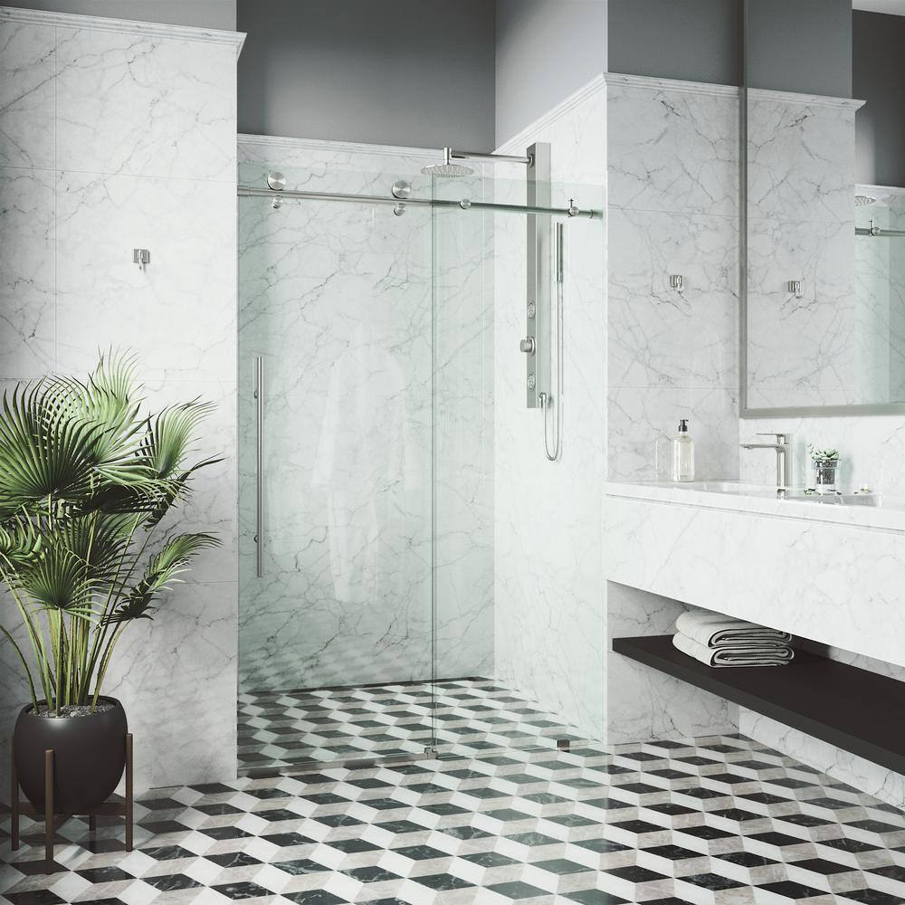 Elan E-Class Frameless Sliding Shower Door with Clear Glass