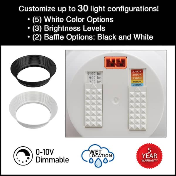 6 in. 30 Lighting Options Integrated LED Recessed Light Trim Adjustable CCT New Construction Remodel Indoor Wet Rated