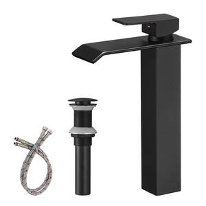 Waterfall Single Hole Single Handle Bathroom Vessel Sink Faucet in Matte Black