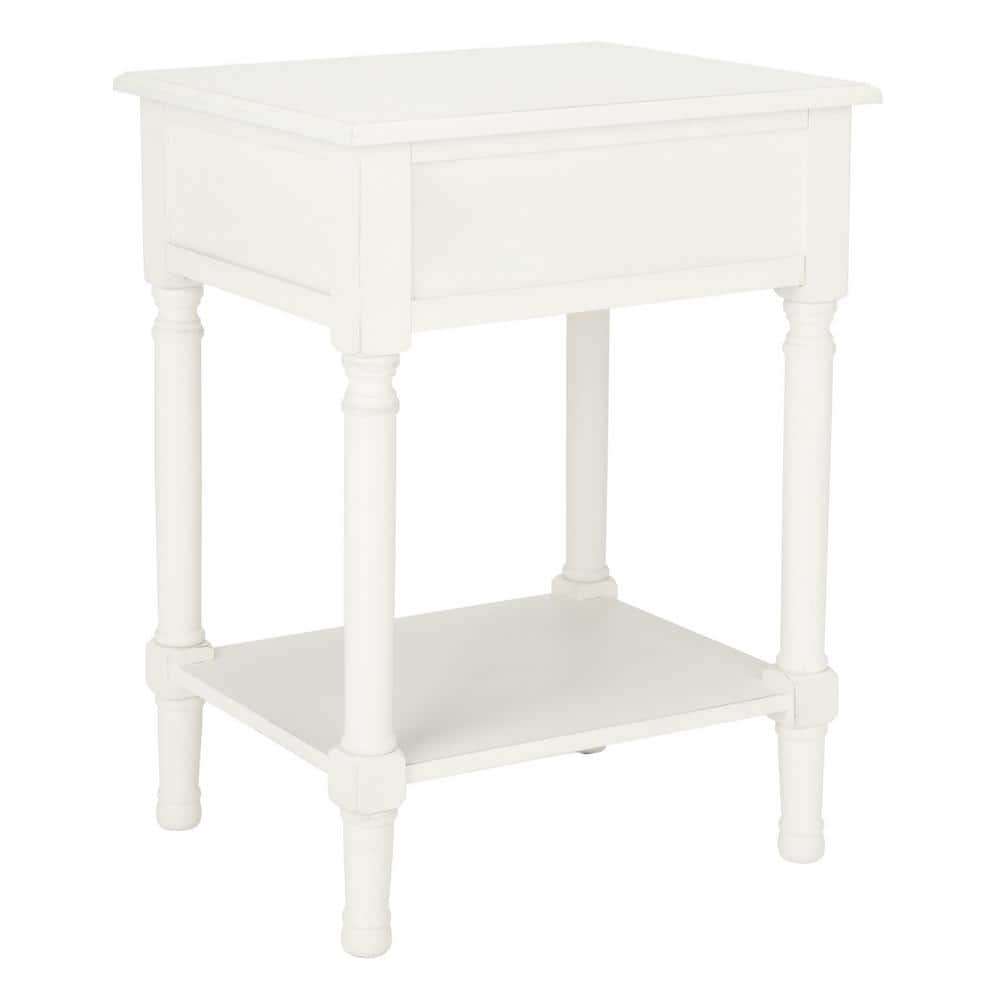 Whitney Distressed White Solid Wood 1-Drawer Accent Table