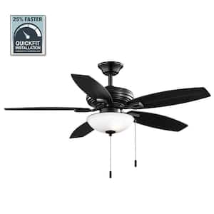 North Pond 52 in. Indoor/Outdoor LED Matte Black Ceiling Fan with Light, Reversible Motor and Reversible Blades Included