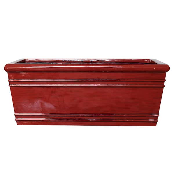 Southern Patio Sycamore 24 in. Red High-Density Resin Deck Rail Planter