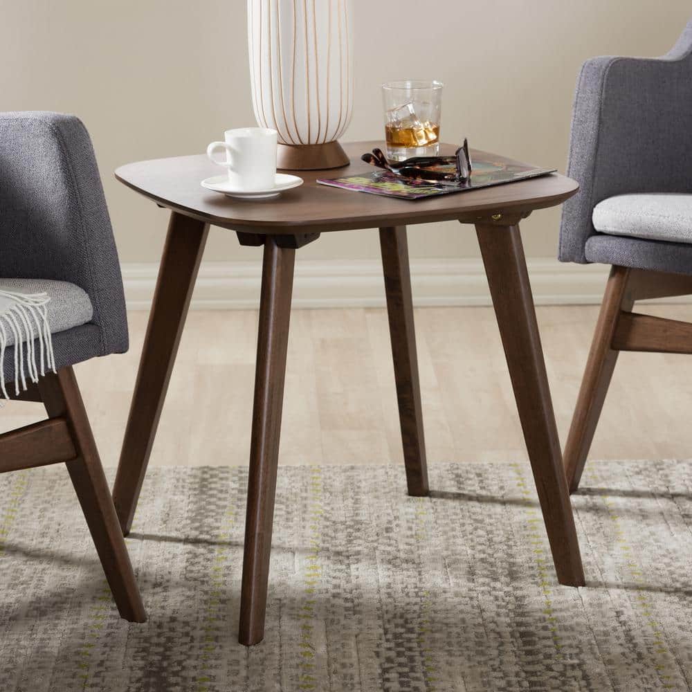 Dahlia 24" Square Walnut Wood Mid-Century Modern End Table