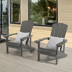 Charcoal Gray Recyled Plastic Weather Resistant Outdoor Patio Adirondack Chair (Set of 2)