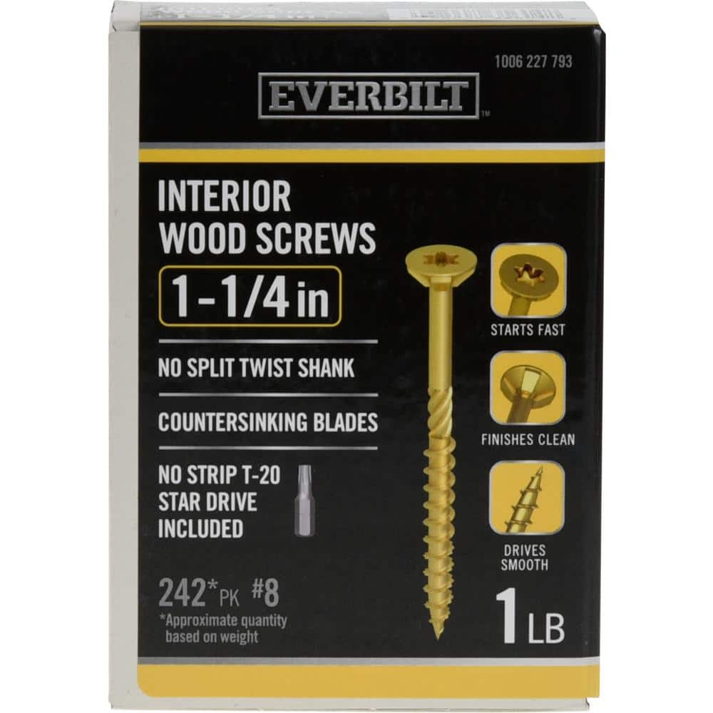 #8 x 1-1/4 in. Star Drive Flat Head Interior Wood Screws (242-Pack)