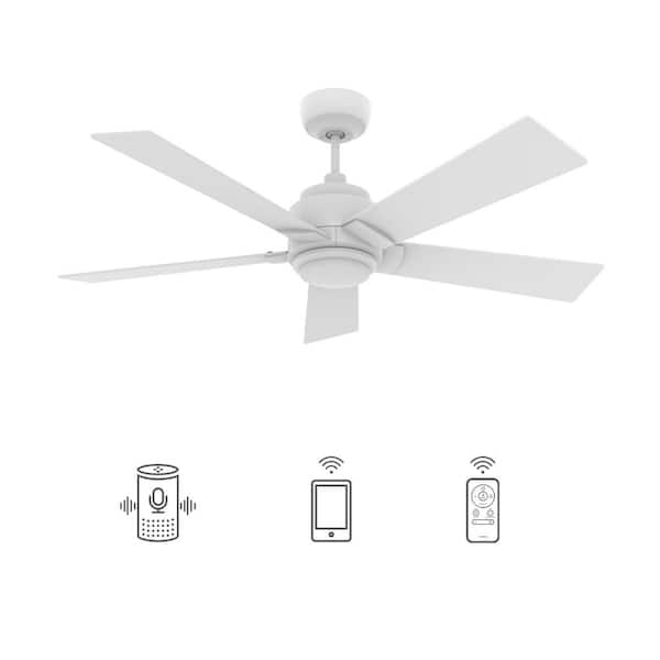 CARRO Aspen 52 in. Dimmable LED Indoor/Outdoor White Smart Ceiling Fan with Light and Remote, Works with Alexa/Google Home