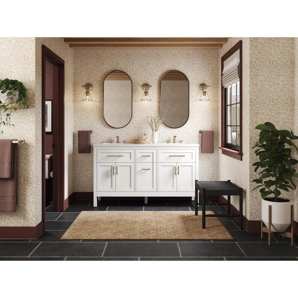 Hadron 60" White Freestanding Double Bathroom Vanity Set