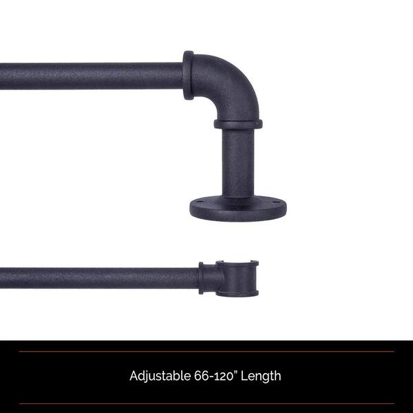 Matte Black Bronn Wrap Around Window Curtain Rod 66-120 Inch