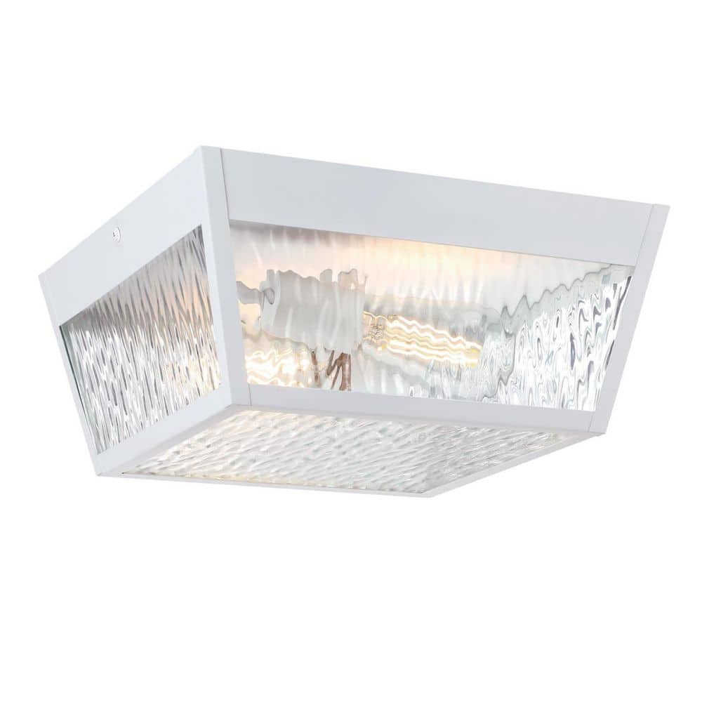 Peterson Two-Light, Outdoor Surface Mount Fixture, Matte White Finish, Clear Water Glass price history on PriceWatchPro