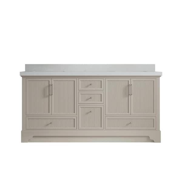 Willow Collections Alys 72 in. W x 22 in. D x 36 in. H Double Sink Bath Vanity in Fine Grain with 2 in. Carrara Quartz Top