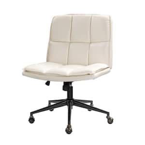 Iris Modern Ivory Vegan Leather Polyurethane Adjustable Height Task Chair