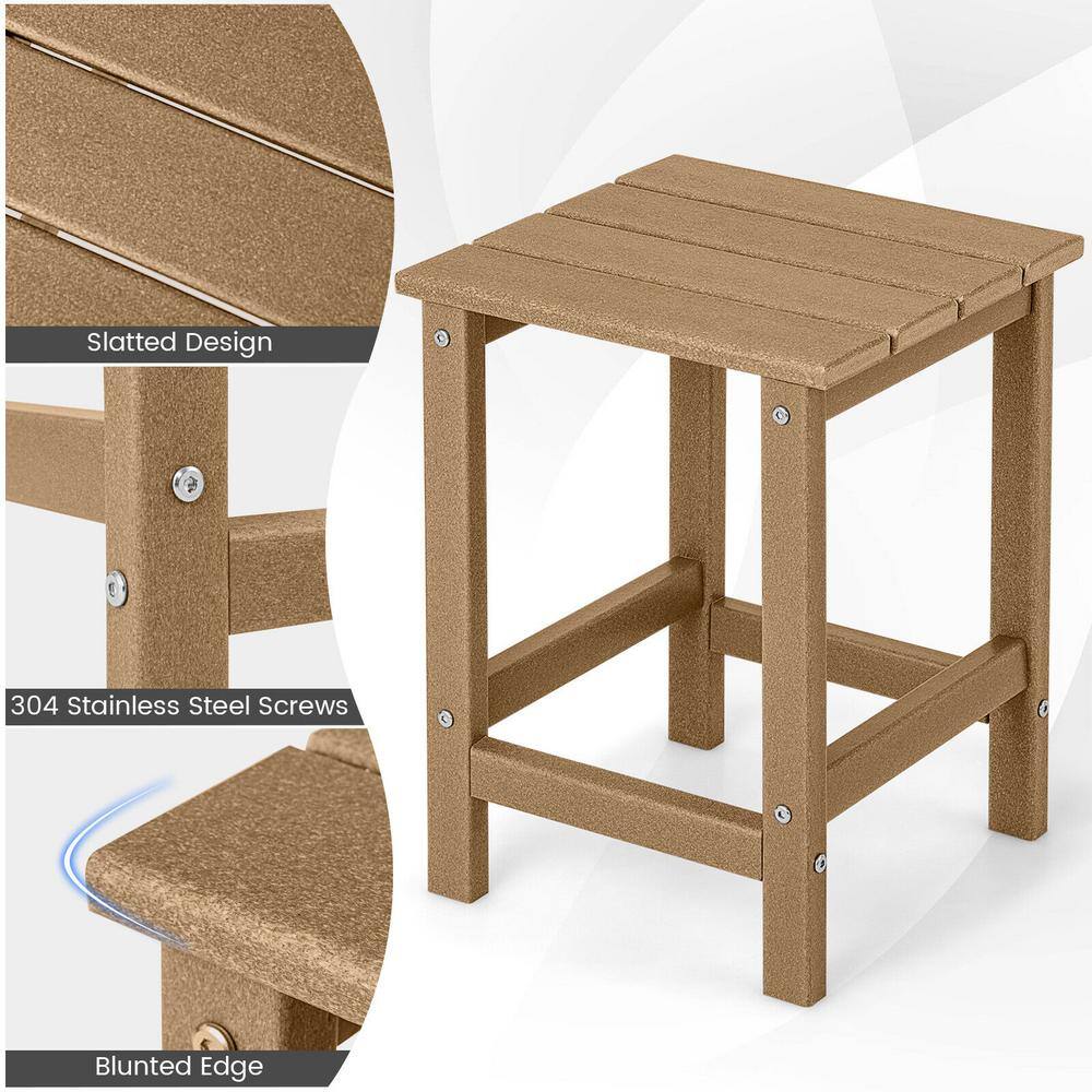 14'' Brown HDPE Weather-Resistant Adirondack Side Table