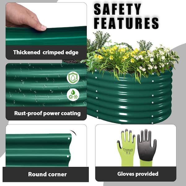 SB⭐︎ Green 96 in. x 36 in. x 24 in. Oval Galvanized Steel Raised