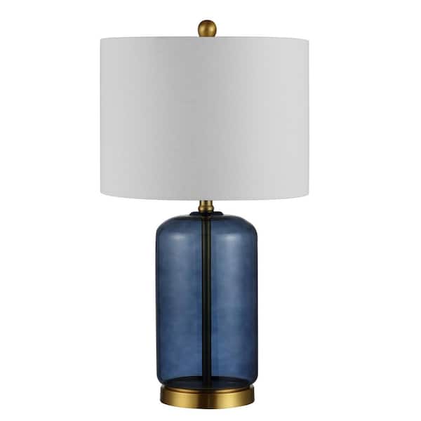 SAFAVIEH Novah 26 in. Blue Table Lamp with White Shade
