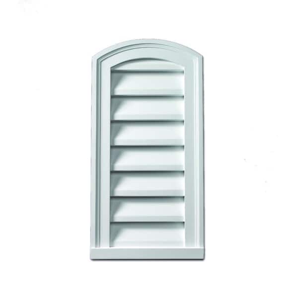 Fypon 12 in. x 24 in. Functional Round Top White Polyurethane Weather Resistant Gable Louver Vent