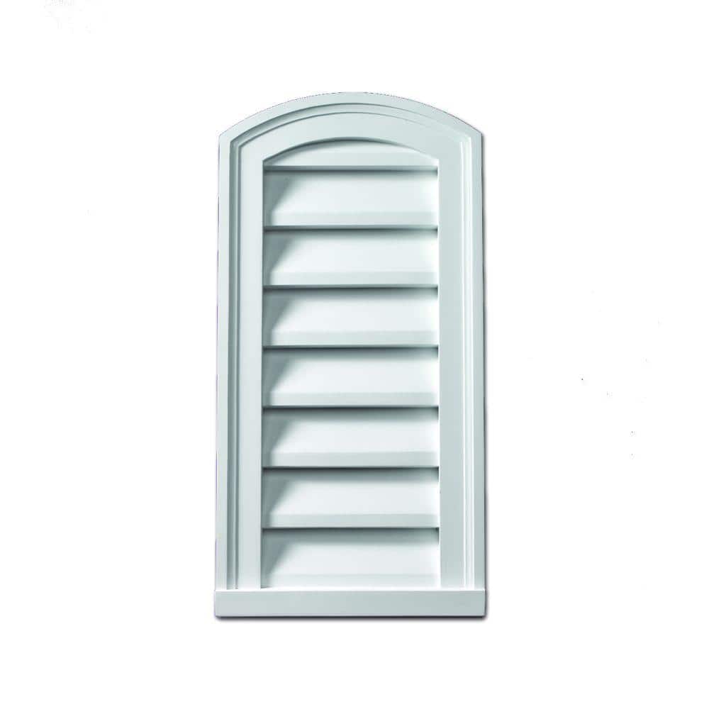 Fypon 18 in. x 30 in. Round Top White Polyurethane Weather Resistant Gable Louver Vent -  EBLV18X30