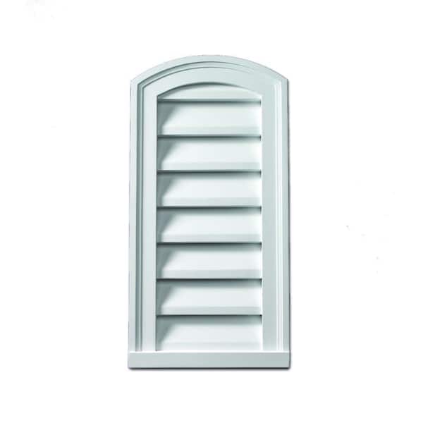 Fypon 18 in. x 30 in. Round Top White Polyurethane Weather Resistant Gable Louver Vent