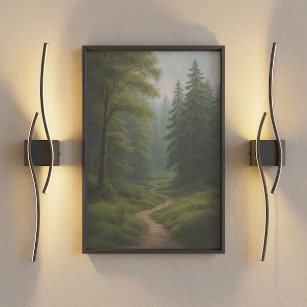 32 in. 2-Light Black Wireless Dimmable Wall Lamps, 32-Inch Warm 3000K Light for Cozy Bedroom Living Room, Set of 2