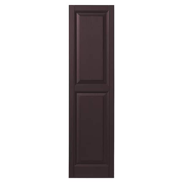Ply Gem 15 in. x 51 in. Raised Panel Polypropylene Shutters Pair in Winestone