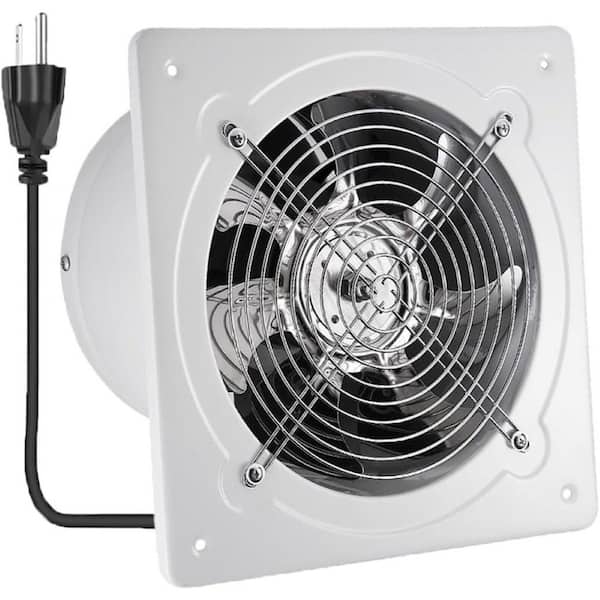 8 in. 735CFM 110V 80W Silver Cast Iron Electric Powered Exhaust Attic Fan, Wall Mounted Vent Fans for Kitchen/Bathroom