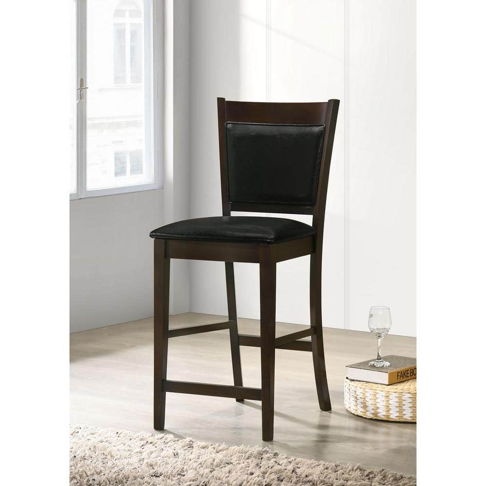 Espresso Black Leatherette 39.75" Transitional Counter Stool