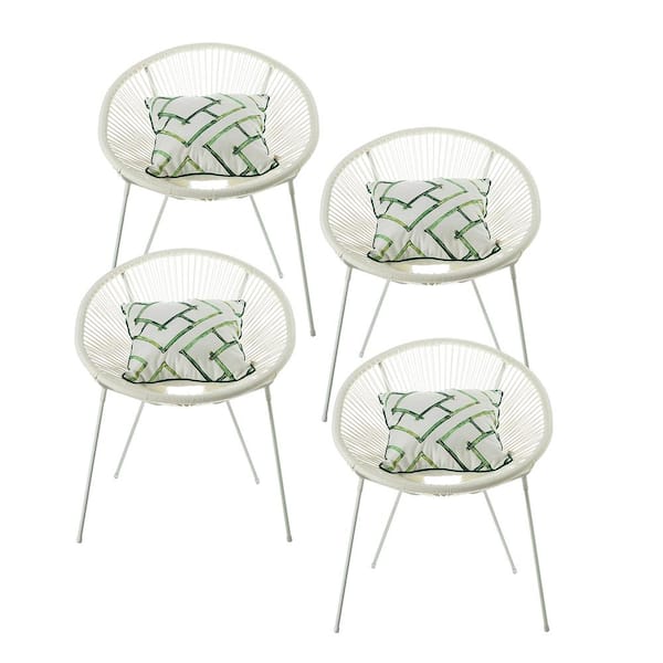 JAYDEN CREATION Licia White Pillows Included Metal Outdoor Lounge Chair (Set of 4)