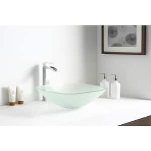 Vista Series Vessel Sink with Pop Up Drain in Lustrous Frosted