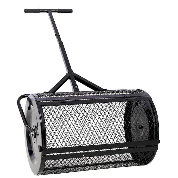 Siavonce DJ-ZX-W46555823 24 in. Peat Moss Spreader, Compost Spreader Metal Mesh,T shaped Handle for planting seeding,Care Manure Spreaders Roller - 1
