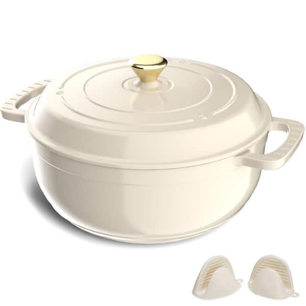 7.5 qt. Enameled Cast Iron Round Dutch Oven in White with Lid