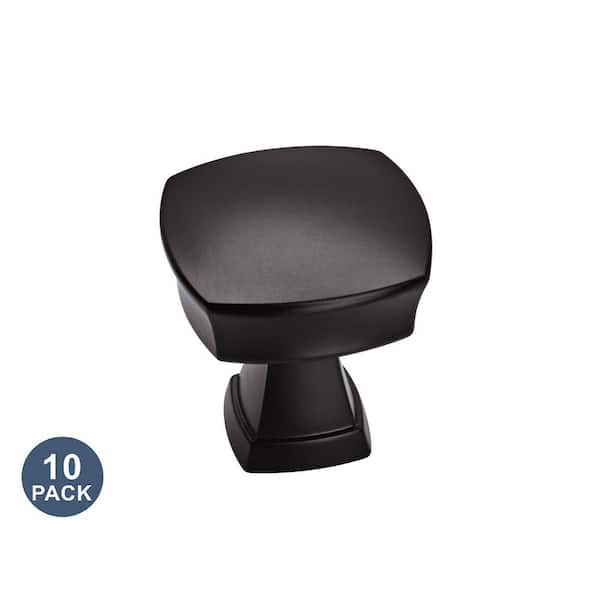 Stature 1-1/4 in. (32mm) Classic Matte Black Square Cabinet Knob (10-Pack)