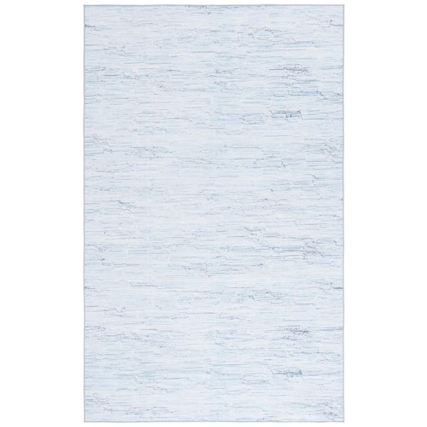SAFAVIEH Malibu Gray/Turquoise 8 ft. x 10 ft. Machine Washable Faded Striped Area Rug