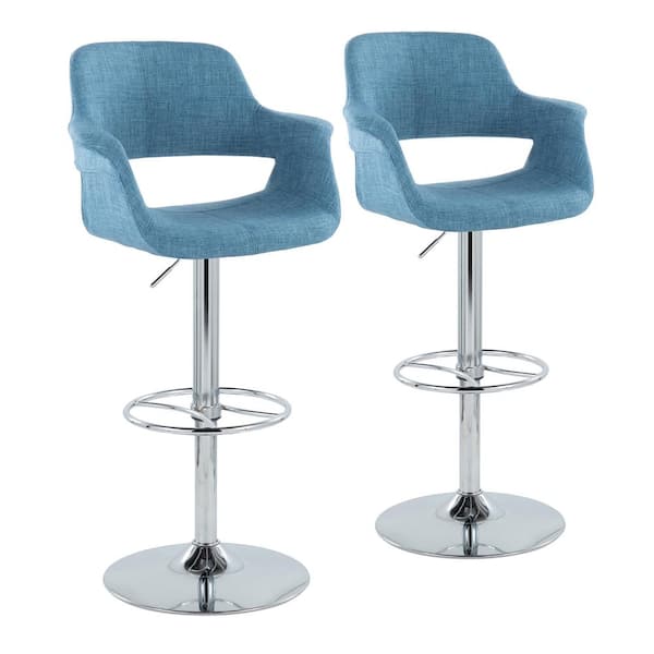 Lumisource Vintage Flair 47 in. Blue Fabric and Chrome Metal High